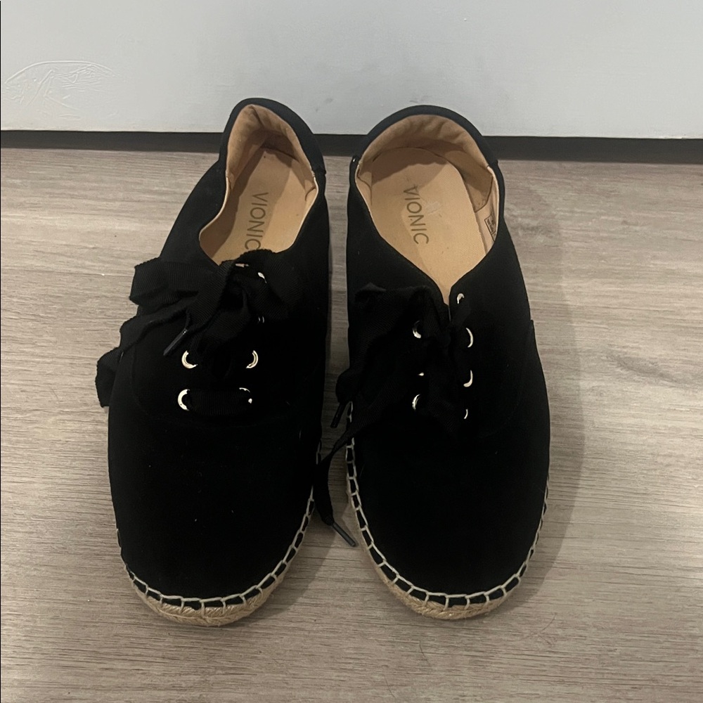 Vionic Black Casual Lace-Up Espadrilles, Women's Size 11